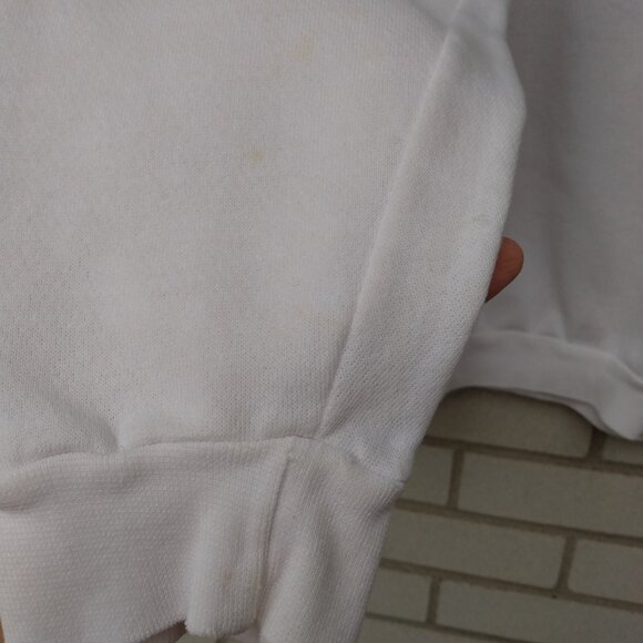 Vintage Hand Painted Bejeweled Sweatshirt White Pink Floral 44" Bust - Picture 9 of 11